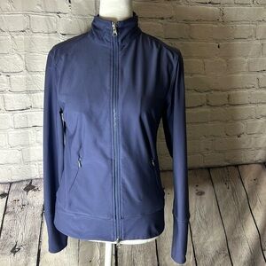 Women’s Lucy zip up slate blue athletic jacket size small. Wrists zip/2 pockets